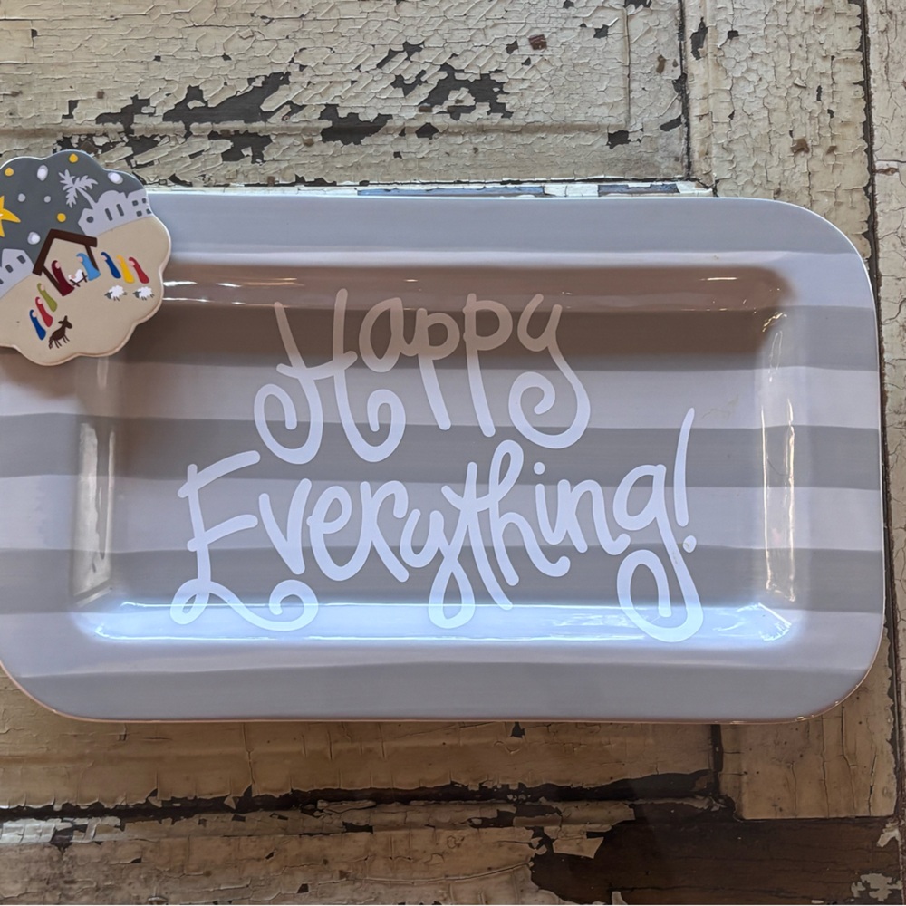 Gray Striped Serving Platter